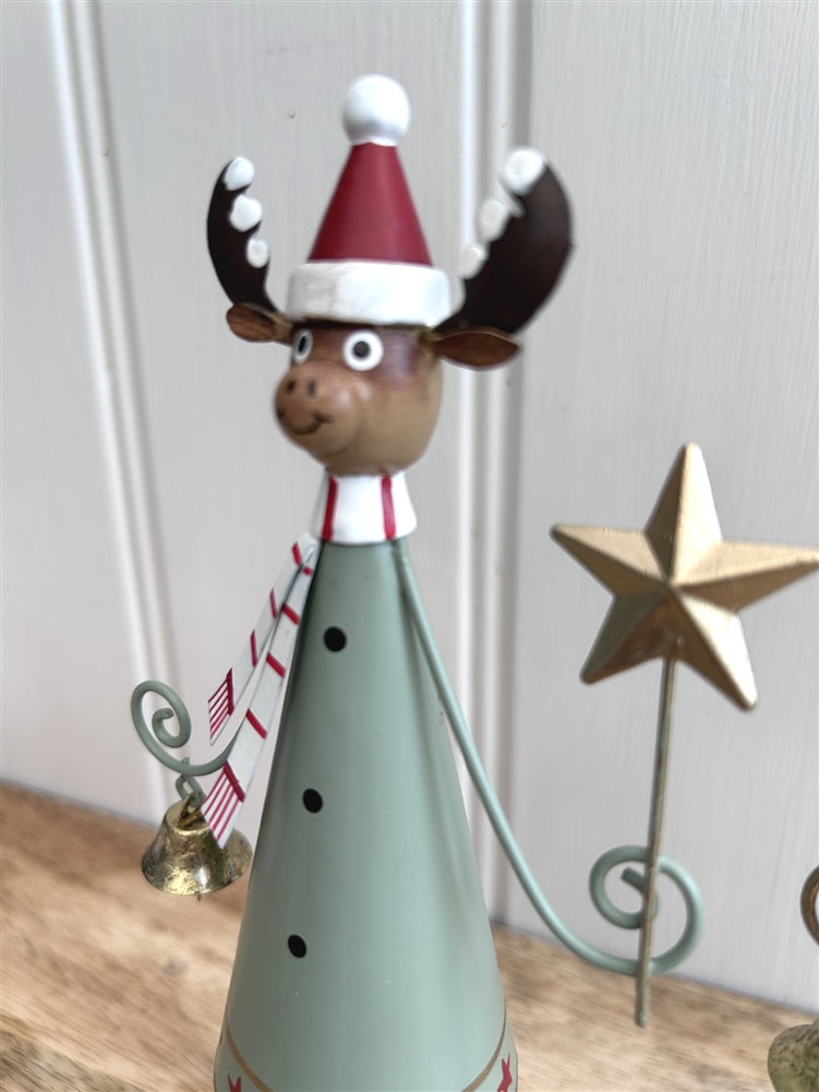 Green or Gold Metal Reindeer Christmas Ornament